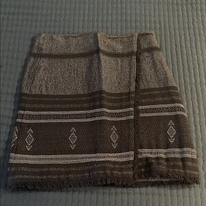 LOFT Blue and Cream Patterned Mini Skirt